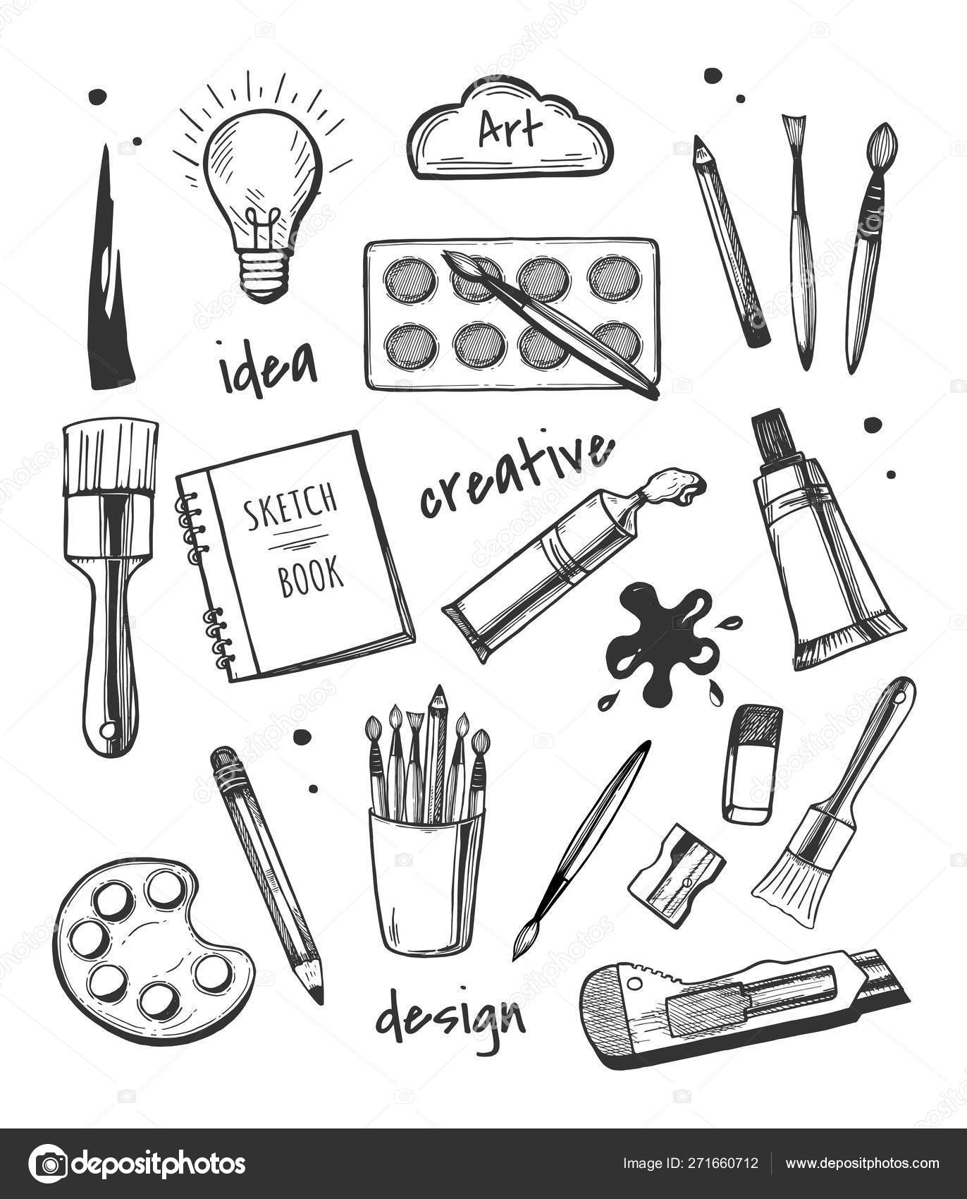 Painting, drawing, sketching tools Stock Vector by ©istryistry